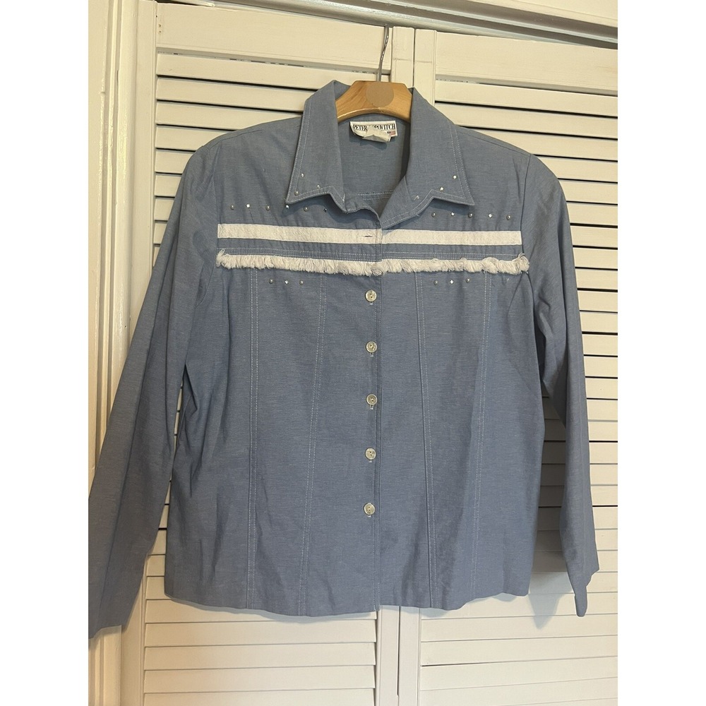 PETER POPOVITCH VTG L Shirt Top Blouse Button Up Western Cowgirl Ranch Country
